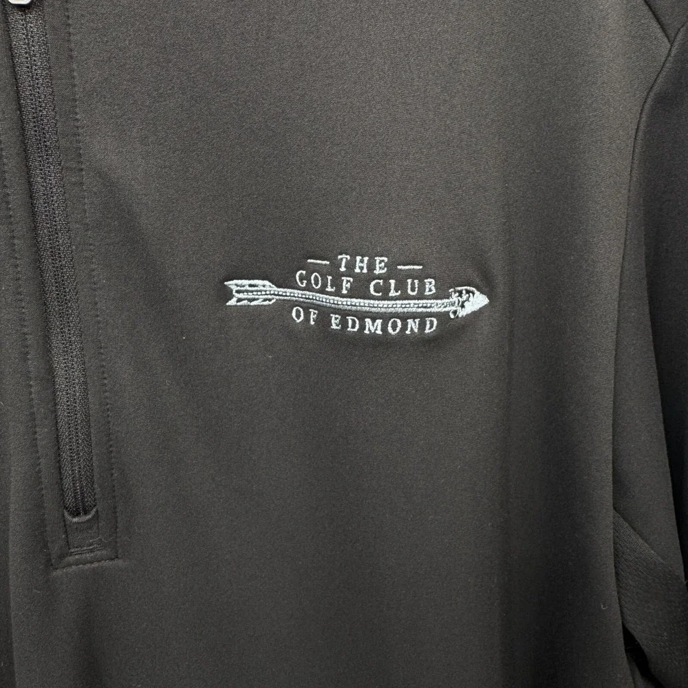 Adidas 1/4 Zip Golf Pullover Shirt M Black Polyester Pockets Golf Club of Edmond